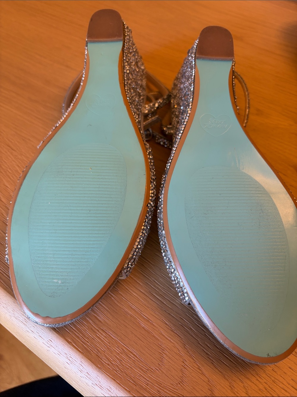 Betsey Johnson Embellished Silver Wedge Sandals - Picture 6 of 7